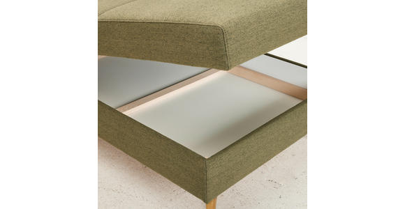 ECKSOFA in Flachgewebe Olivgrün - Eiche Wotan/Olivgrün, KONVENTIONELL, Holz/Textil (255/157cm) - Carryhome
