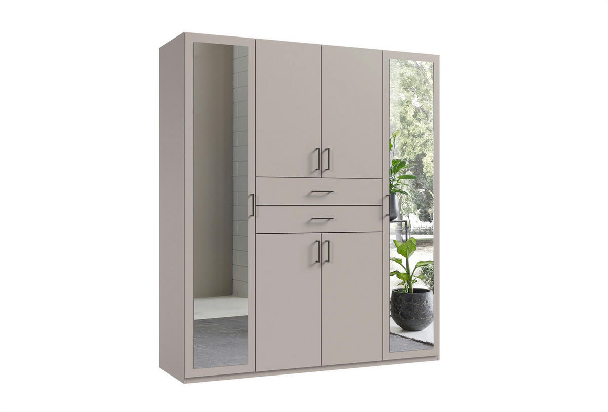 KLEIDERSCHRANK Grau, Sahara  - Schwarz/Grau, Modern, Glas/Holz (180/208/58cm) - P & B