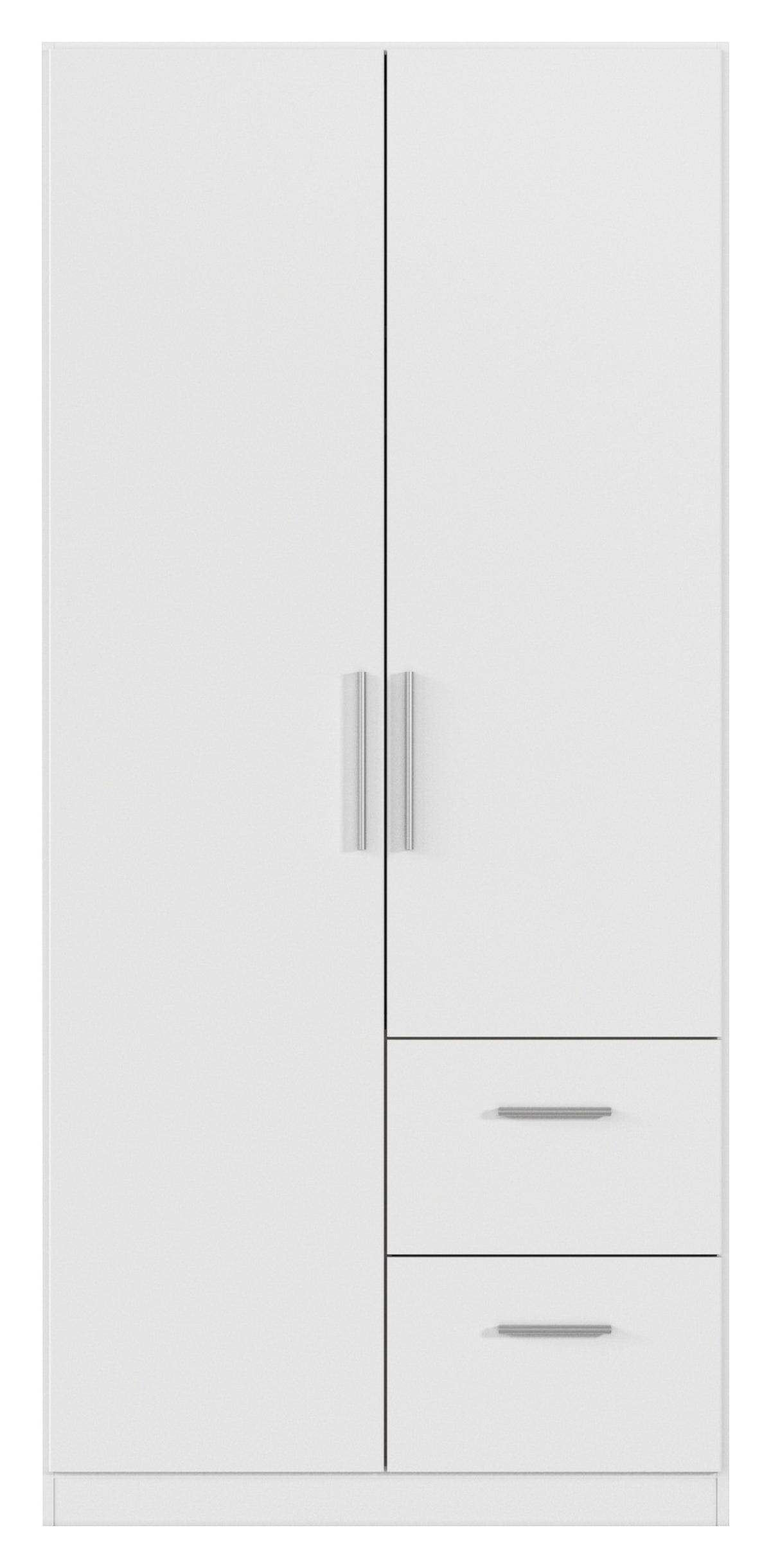 DREHTÜRENSCHRANK 91/197/54 cm,  in Weiß, 2-türig  - Alufarben/Weiß, KONVENTIONELL, Holzwerkstoff/Kunststoff (91/197/54cm) - home24