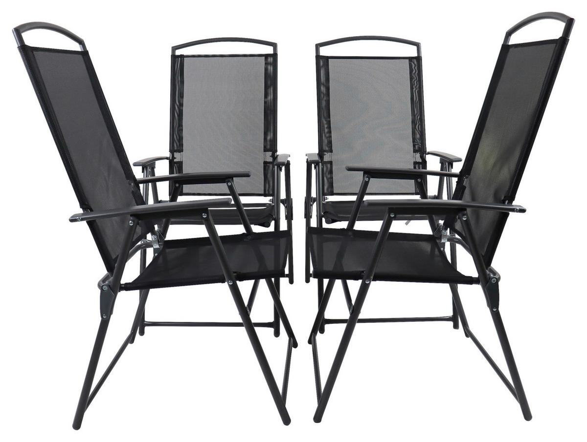 GARTENSTUHL-SET Stahl Anthrazit  - Anthrazit, Basics, Textil/Metall (50/105/58cm) - Gardenson