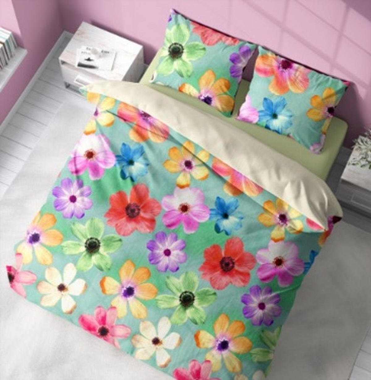 WENDEBETTWÄSCHE Satin 140/200 cm  - Multicolor/Grün, Trend, Textil (140/200cm) - Esposa