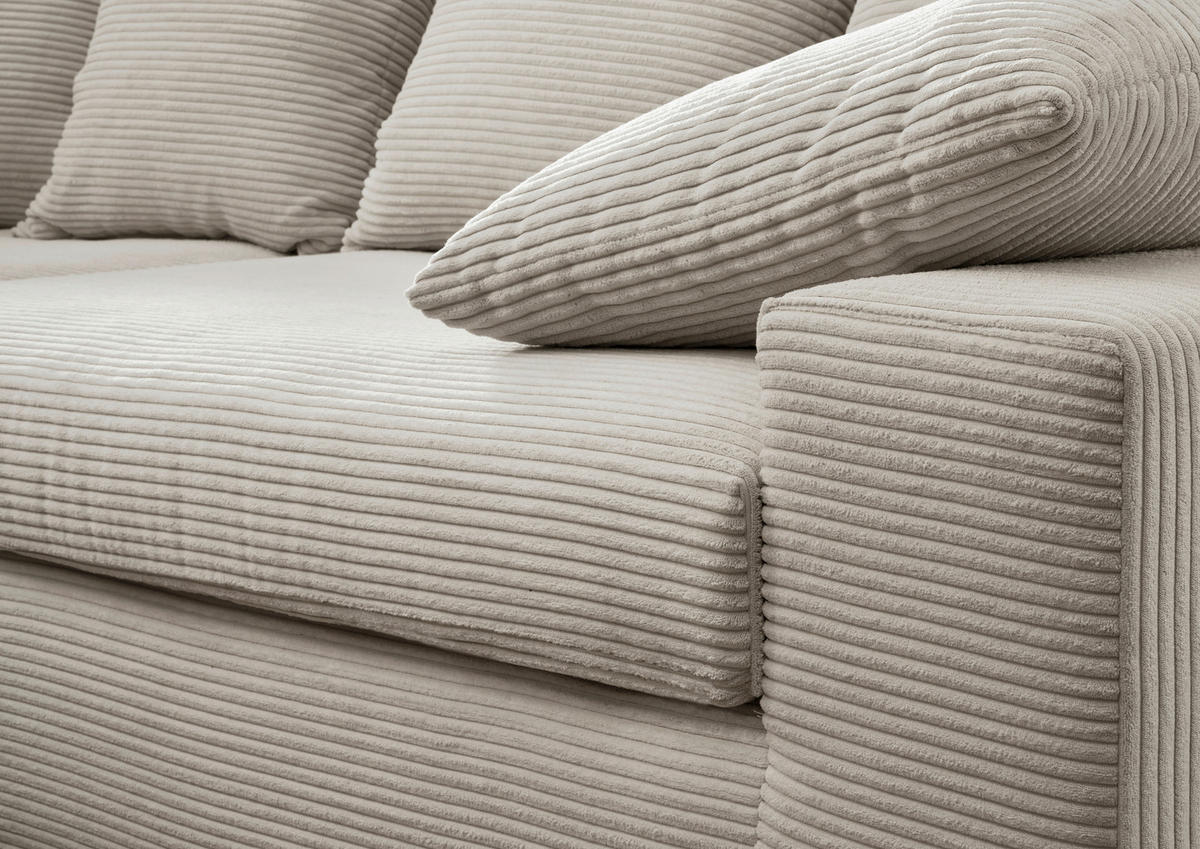 VIERSITZER-SOFA in Cord Beige  - Beige/Schwarz, Modern, Kunststoff/Textil (308/80/140cm) - Livetastic