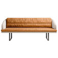 SITZBANK 255/89/68 cm Velours, Flachgewebe Beige, Rostfarben Metall  - Rostfarben/Beige, Design, Textil/Metall (255/89/68cm) - Dieter Knoll