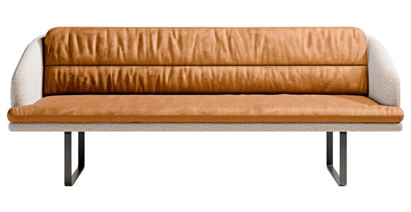 SITZBANK 255/89/68 cm Velours, Flachgewebe Beige, Rostfarben Metall  - Rostfarben/Beige, Design, Textil/Metall (255/89/68cm) - Dieter Knoll