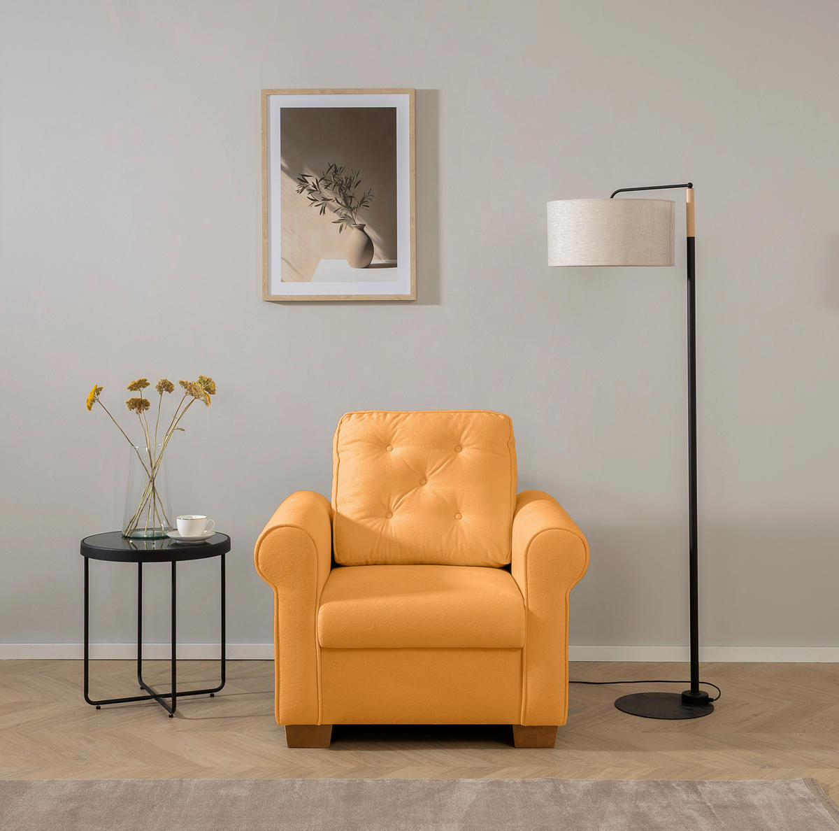 SESSEL Gelb  - Gelb/Buchefarben, Design, Holz/Textil (93/89/82cm) - MID.YOU