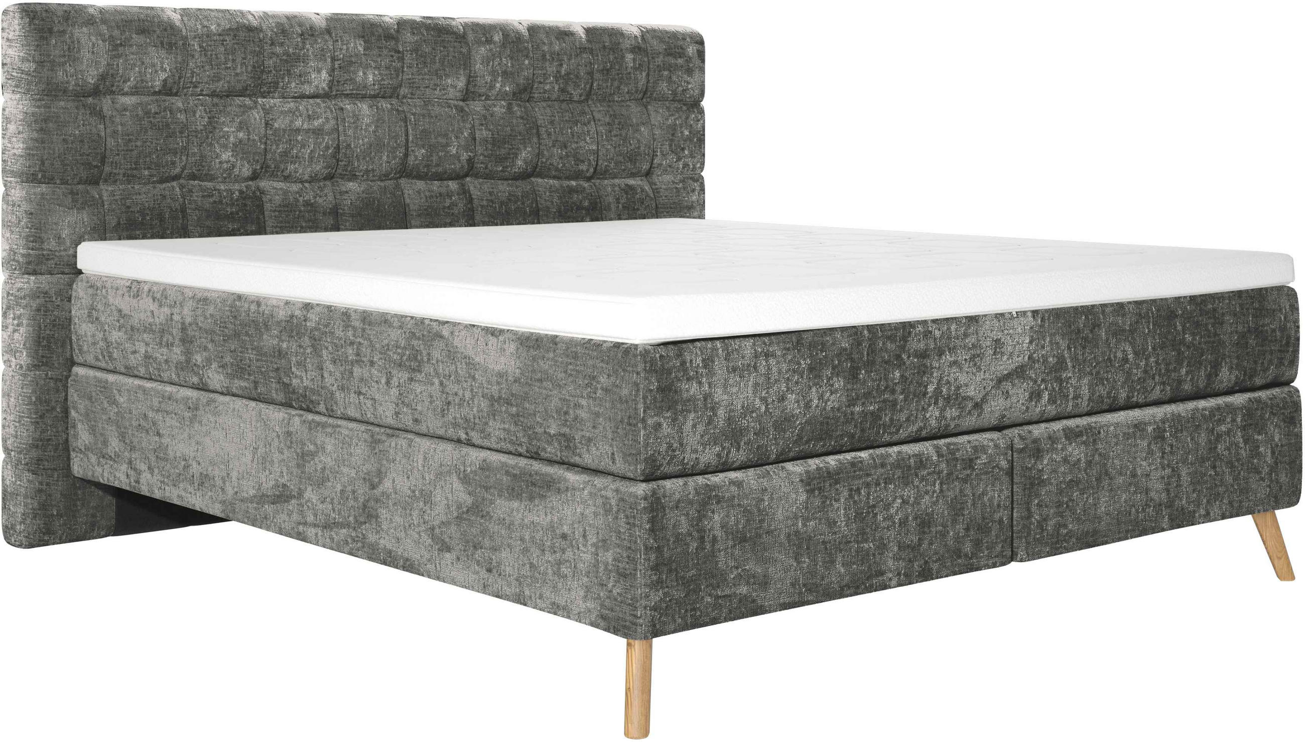 BOXSPRINGBETT 180/200 cm  in Dunkelgrau  - Eichefarben/Dunkelgrau, Design, Holz/Textil (180/200cm) - Esposa