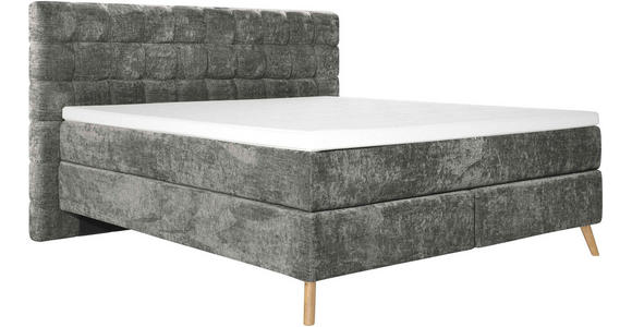 BOXSPRINGBETT 180/200 cm  in Dunkelgrau  - Eichefarben/Dunkelgrau, Design, Holz/Textil (180/200cm) - Esposa