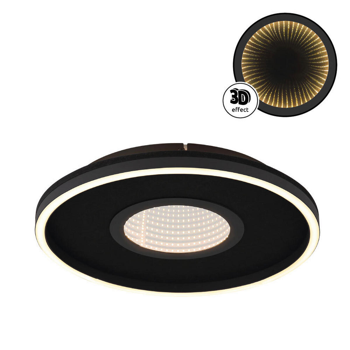LED-DECKENLEUCHTE 39,7/6,3 cm   - Transparent/Schwarz, Design, Kunststoff/Textil (39,7/6,3cm)