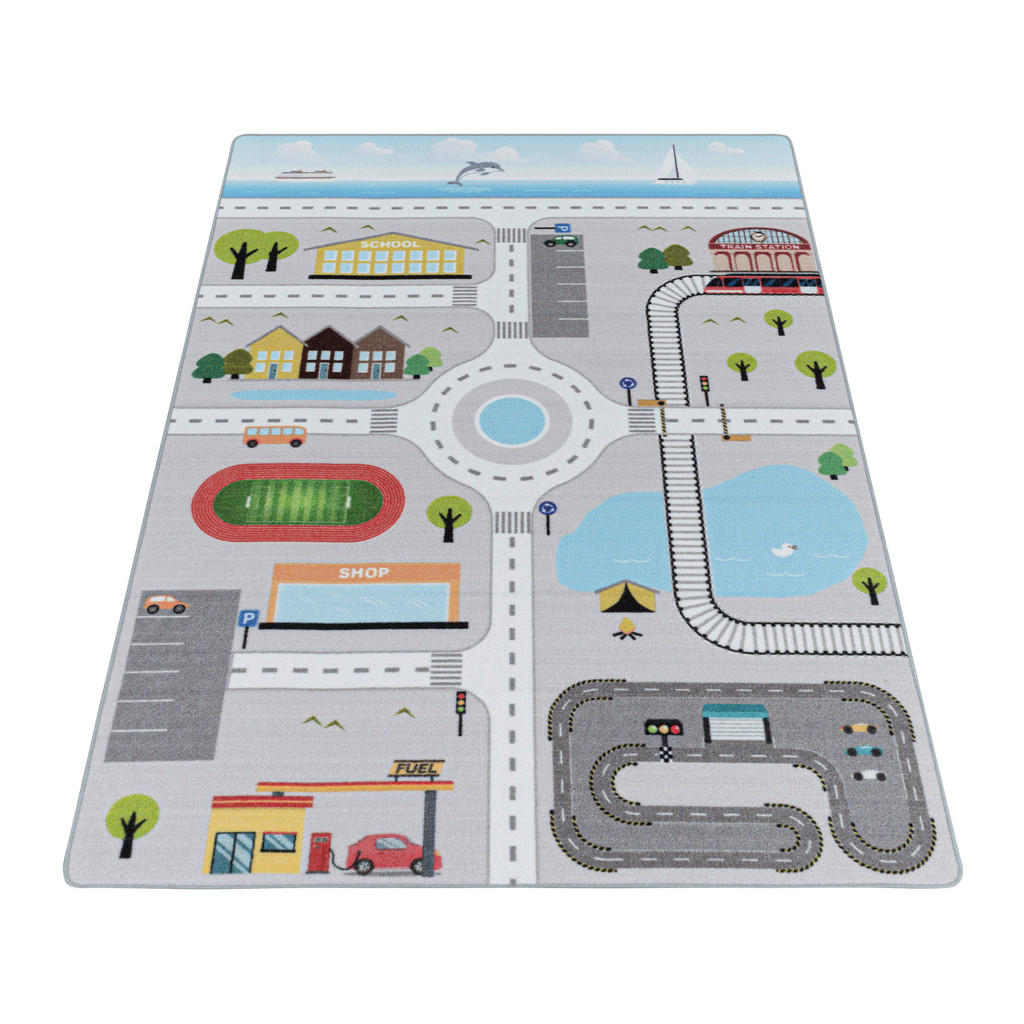 Thumbnail - Xxxl Spielteppich Play 2902 grau, Mehrfarbig, Textil, Auto, rechteckig, 120x170 cm, Oeko-Tex® Standard 100, für Fußboden...