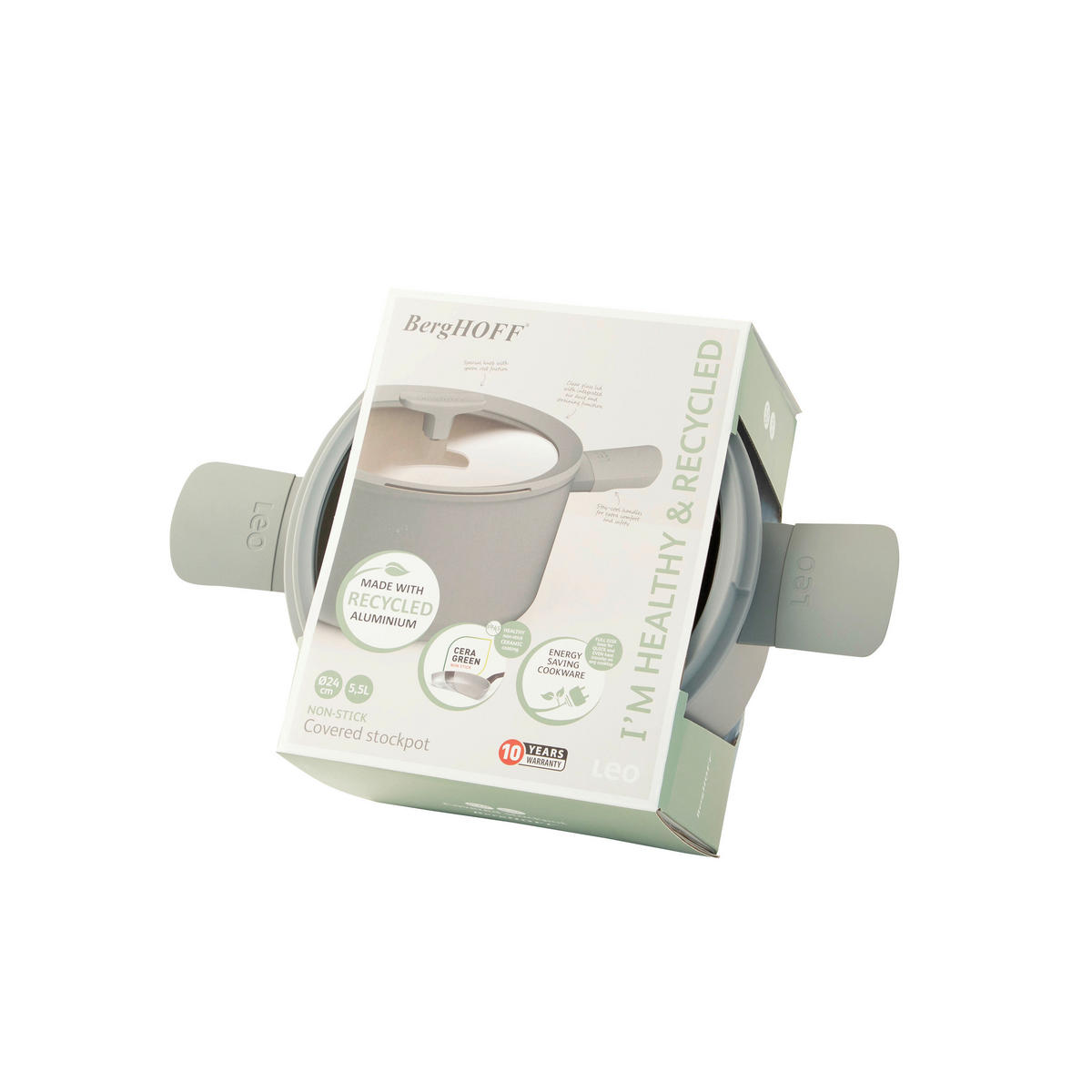 KOCHTOPF LEO 5.5 l  - Grau, Basics, Metall (24/18cm) - BergHOFF