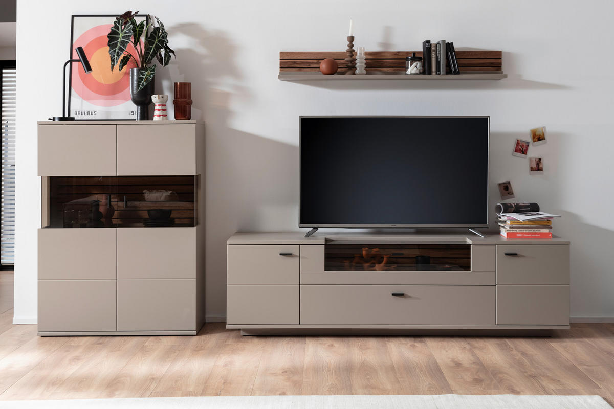 HIGHBOARD , 100/135/37 cm,  - Anthrazit/Eiche Wotan, Design, Holzwerkstoff/Metall (100/135/37cm) - Livetastic