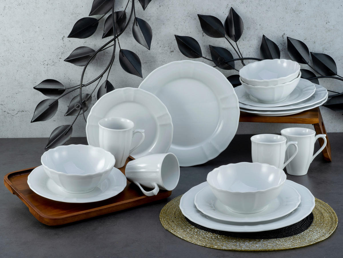 KOMBINOVANÝ SERVIS, 16-dielne, porcelán - biela, keramika (34,5/28/29cm) - Creatable
