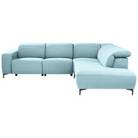 ECKSOFA Hellblau Flachgewebe  - Schwarz/Hellblau, Design, Textil/Metall (290/238cm) - Pure Home Lifestyle