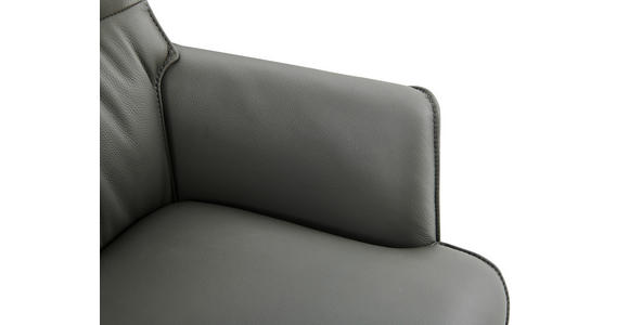 ARMLEHNSTUHL in Aluminium, Eisen Echtleder pigmentiert - Schwarz/Grau, Design, Leder/Metall (65/92/67,5cm) - Novel