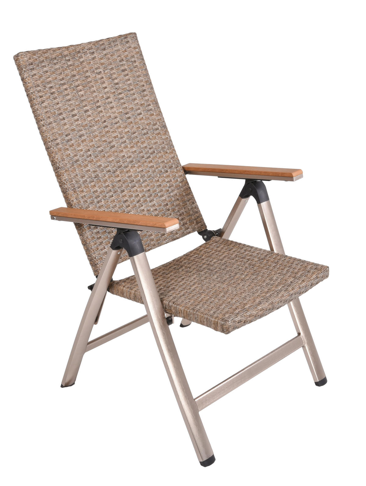 GARTENSTUHL Aluminium Champagner, Graubraun  - Champagner/Graubraun, Basics, Kunststoff/Metall (59/108/70cm) - Gardenson