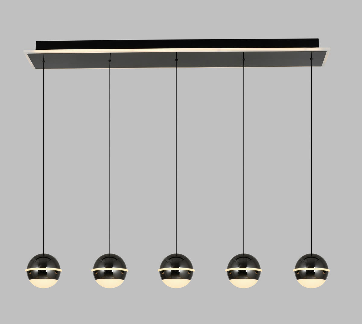 LED-HÄNGELEUCHTE Biarritz 95/150/15 cm  - Schwarzchrom, Design, Kunststoff/Metall (95/150/15cm)