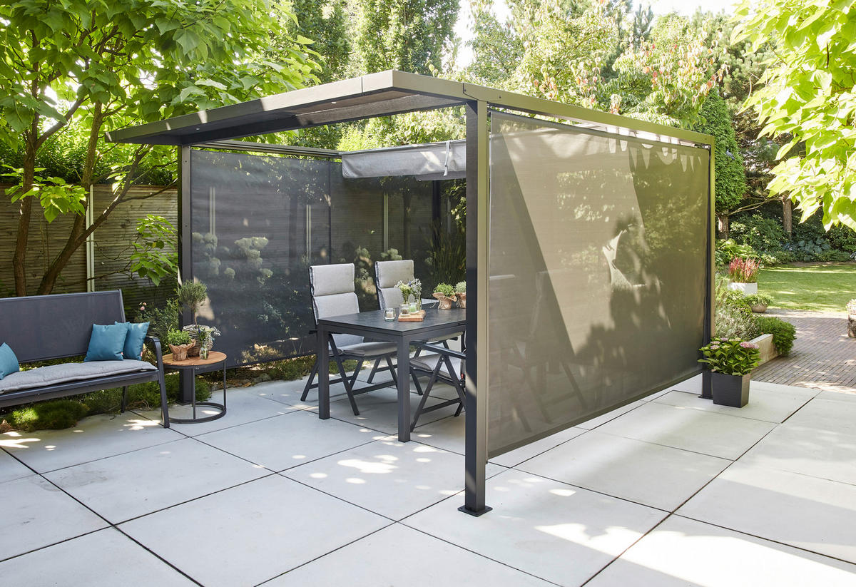 PAVILLON-ROLLO mit Seilzug 300/210/0,5 cm  - Anthrazit, Basics, Textil/Metall (300/210/0,5cm) - Siena Garden