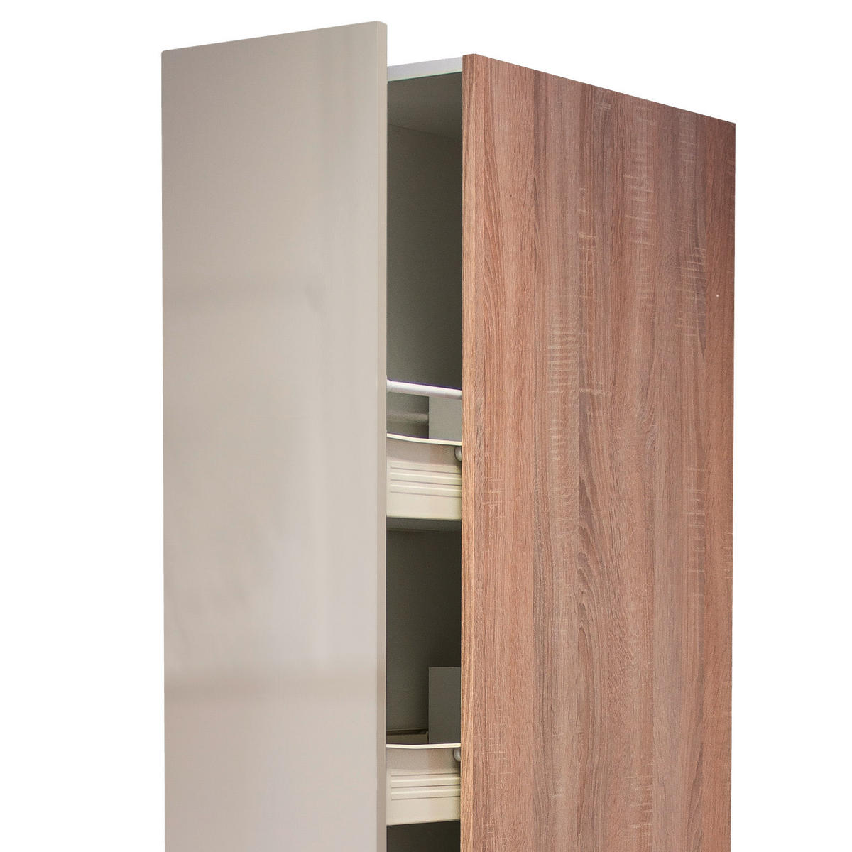 APOTHEKERSCHRANK 30/200/57 cm  in Kaschmir  - Kaschmir/Edelstahlfarben, MODERN, Holzwerkstoff/Metall (30/200/57cm) - FlexWell