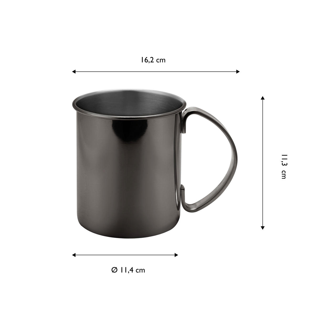 BECHERSET  2-teilig  - Schwarz, Basics, Metall (16.2/11.4/11.3cm) - Echtwerk