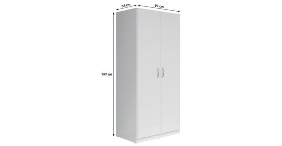 KLEIDERSCHRANK in Weiß - Silberfarben/Weiß, KONVENTIONELL, Holzwerkstoff/Kunststoff (91/197/54cm) - Carryhome