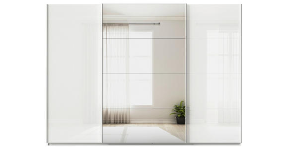 SCHWEBETÜRENSCHRANK in Weiß - Alufarben/Weiß, KONVENTIONELL, Glas/Holzwerkstoff (315/229/62cm) - Xora