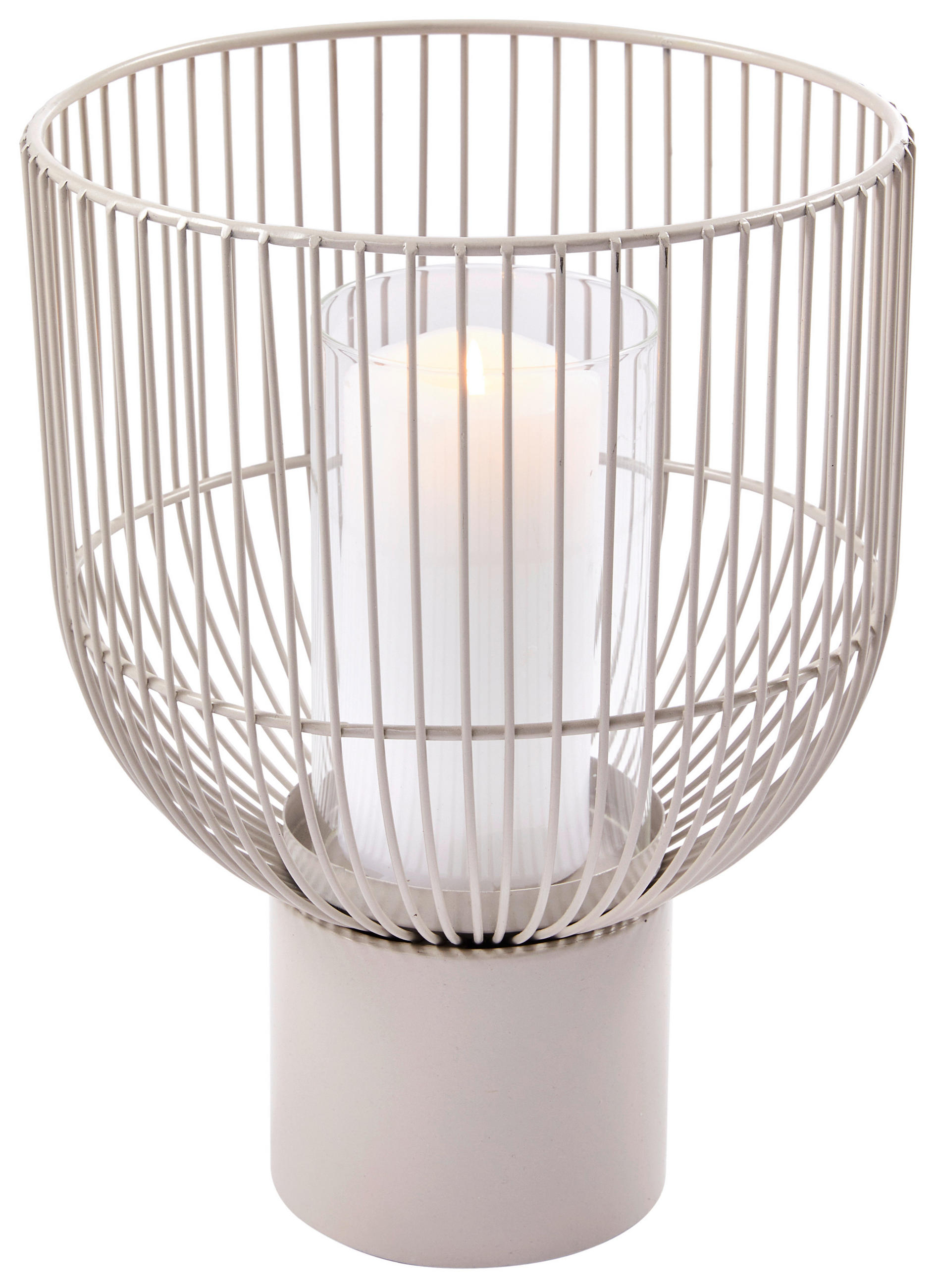 WINDLICHT Beige  - Beige, Basics, Glas/Metall (22/22/30cm) - Boltze Home