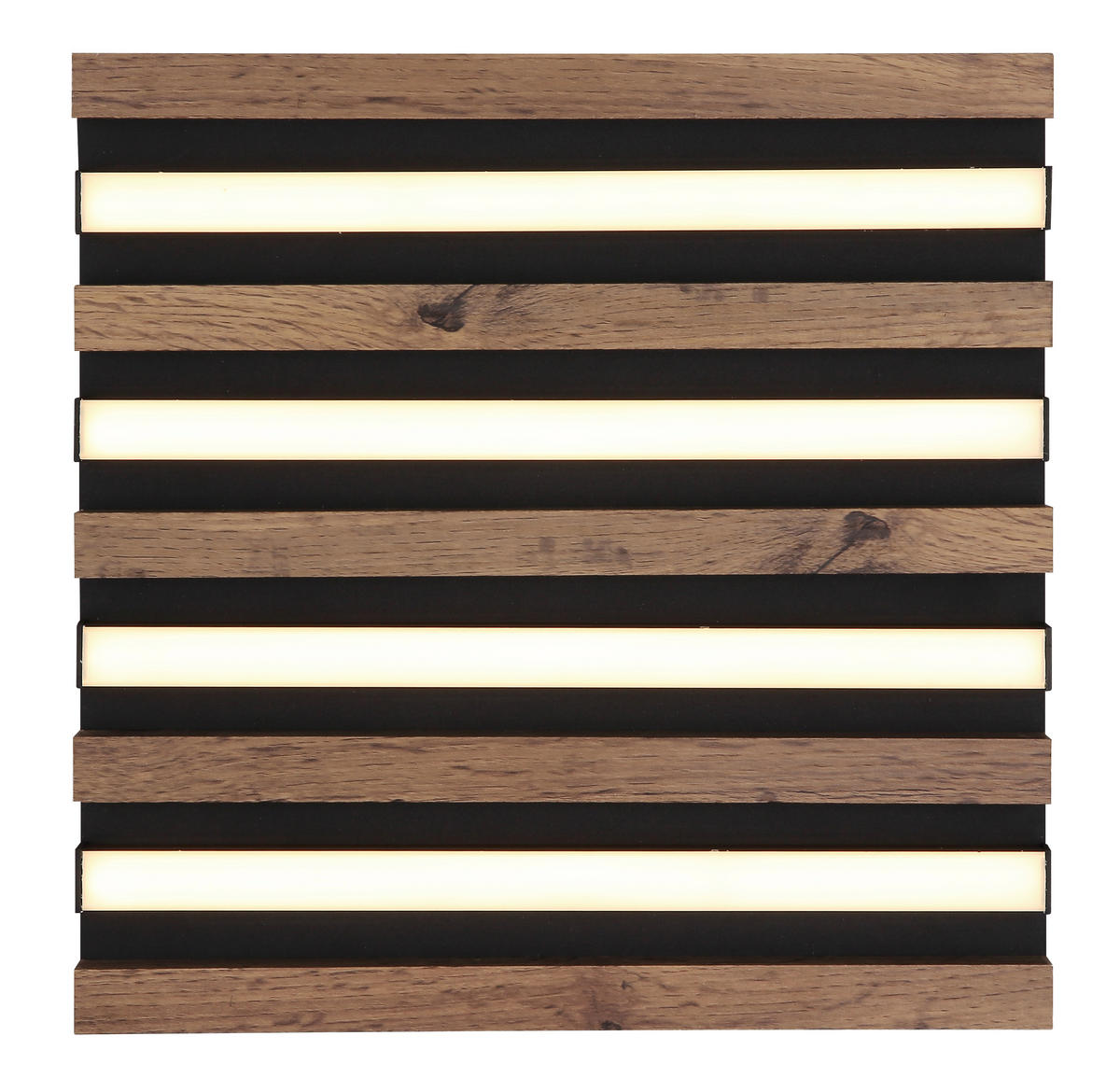 LED-DECKENLEUCHTE    30/30/5 cm  - Weiss/Dunkelbraun, Natur, Holzwerkstoff/Kunststoff (30/30/5cm) - Globo