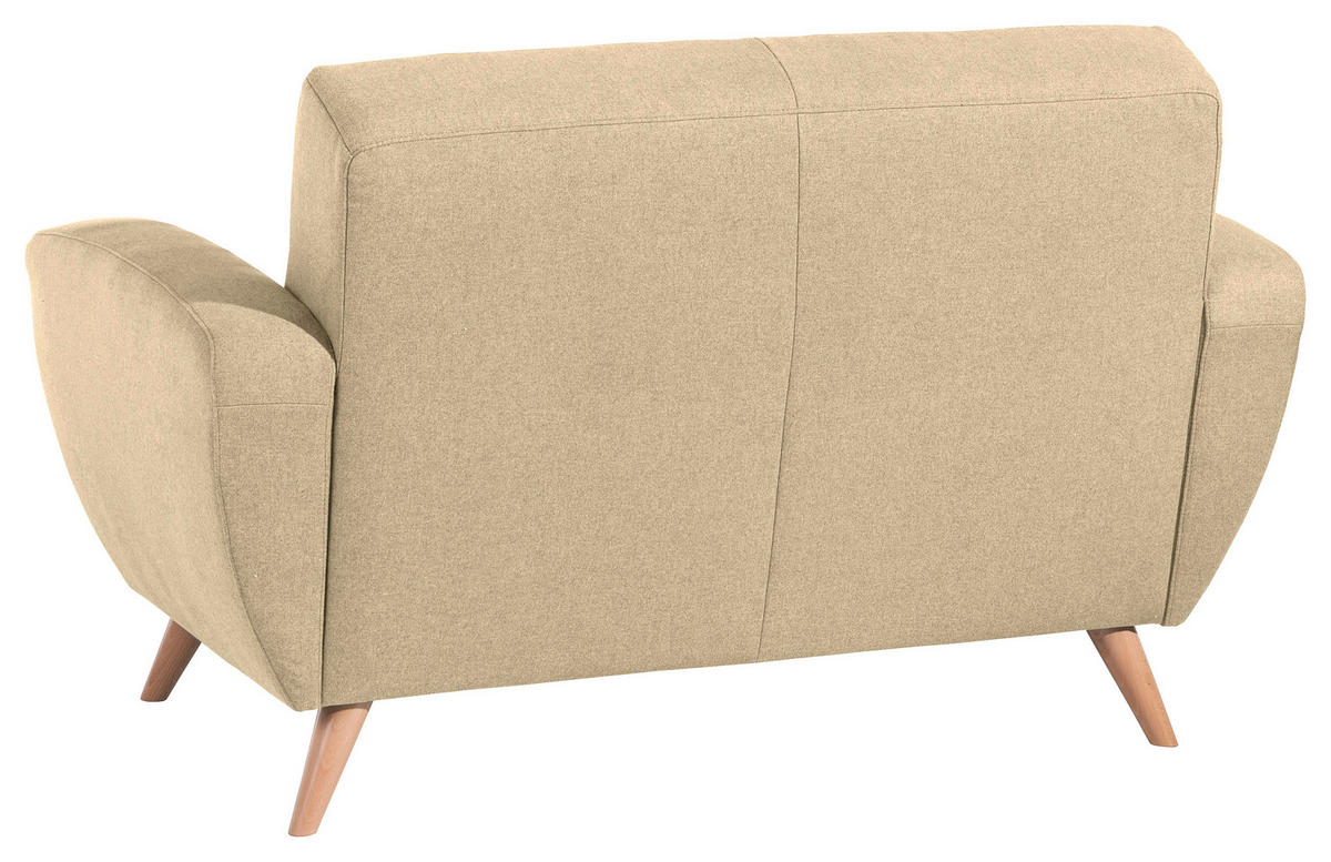 2-SITZER-SOFA in Samt, Velours Beige  - Beige/Naturfarben, Design, Holz/Textil (136/85/82cm) - Max Winzer
