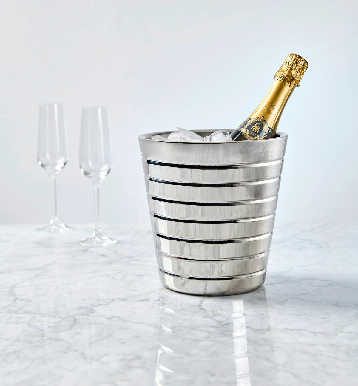 CHAMPAGNERKÜHLER - Edelstahlfarben, Trend, Metall (20/21,2cm) - Novel