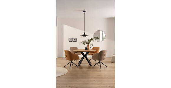 ESSTISCH in Holz, Metall 120/120/75 cm  - Wildeiche/Schwarz, Natur, Holz/Metall (120/120/75cm) - Linea Natura