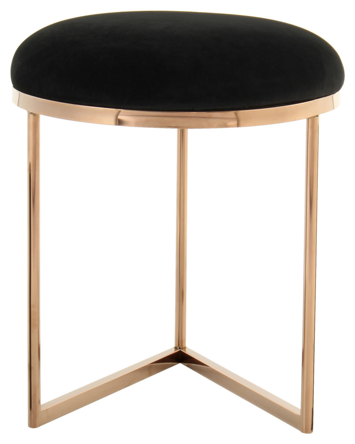 HOCKER in Textil Schwarz  - Roségold/Schwarz, Design, Textil/Metall (40/49cm) - Kayoom