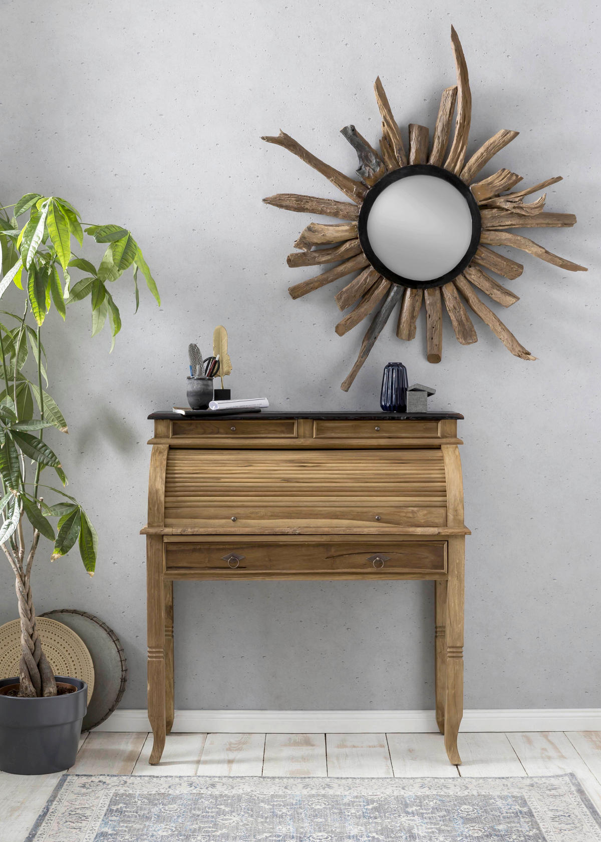 SEKRETÄR  Stauraum  - Messingfarben/Naturfarben, Design, Holz/Metall (100/106/41cm) - MID.YOU