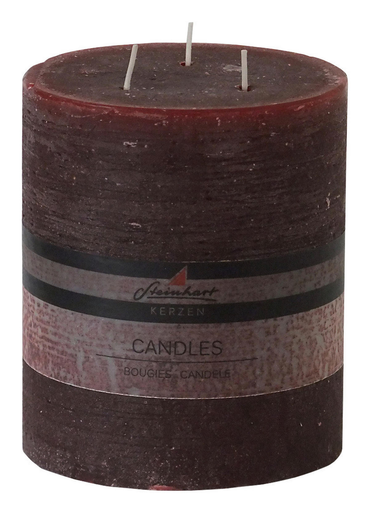 DREIDOCHTKERZE 12/14 cm  - Dunkelrot, Basics, Naturmaterialien (12/14cm) - Steinhart