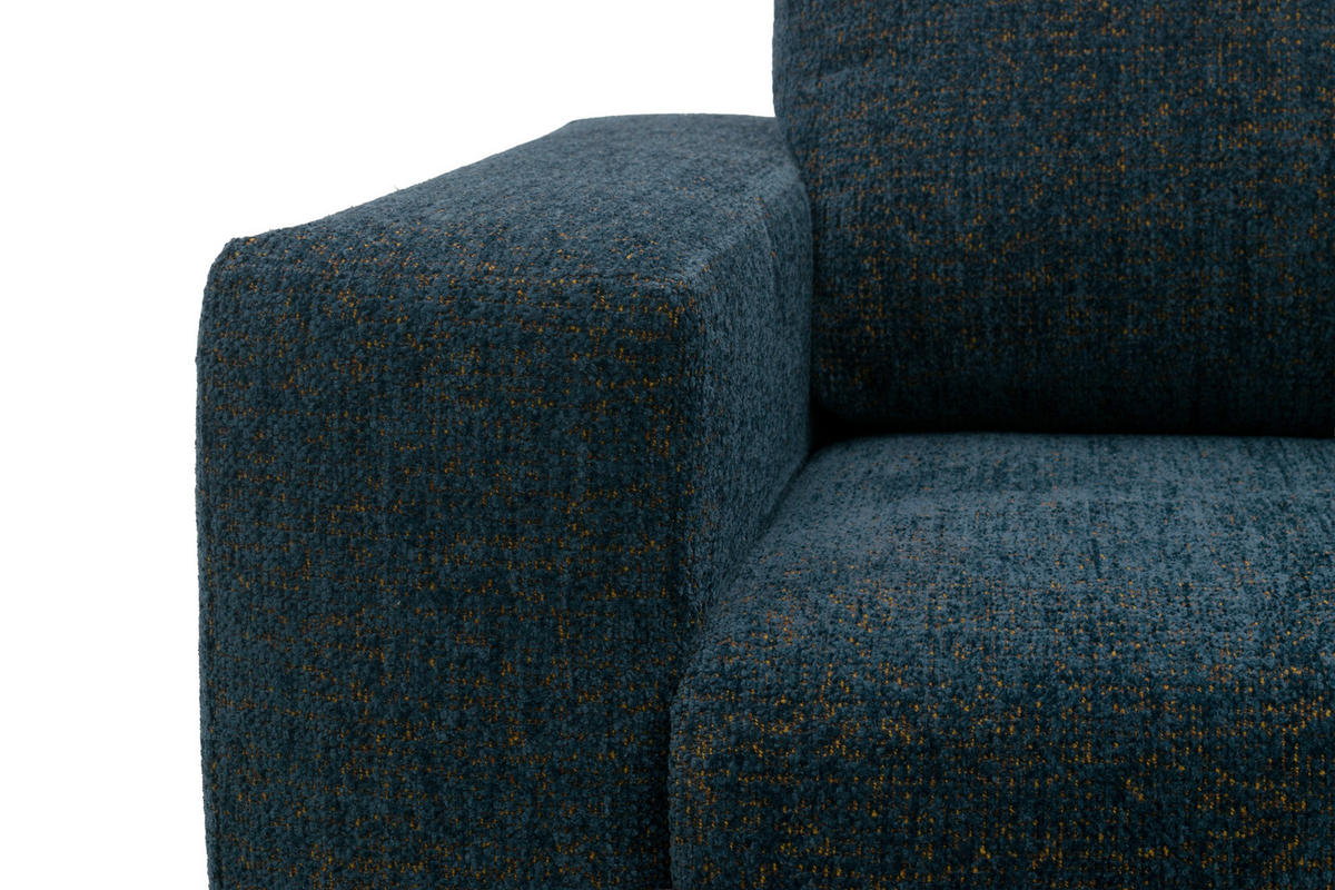 SCHLAFSOFA Chenille Blau  - Blau/Schwarz, Basics, Kunststoff/Textil (207/89/105cm) - Livetastic