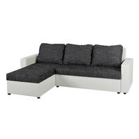 KOTNA SEDEŽNA GARNITURA, videz usnja, tkanina črna, bela  - črna/bela, Design, umetna masa/tekstil (147/228cm) - P & B
