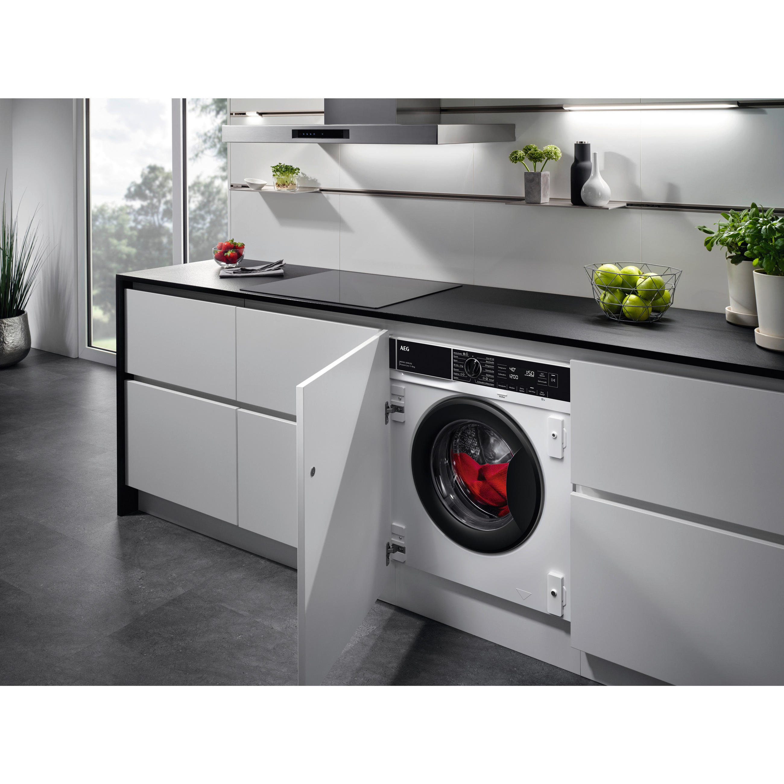 EINBAUWASCHTROCKNER LWR8WI7680  - Schwarz/Weiß, Basics, Kunststoff/Metall (59,6/81,9/55,3cm) - AEG