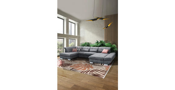 WOHNLANDSCHAFT in Mikrofaser Grau - Chromfarben/Grau, Design, Kunststoff/Textil (211/350/204cm) - Xora