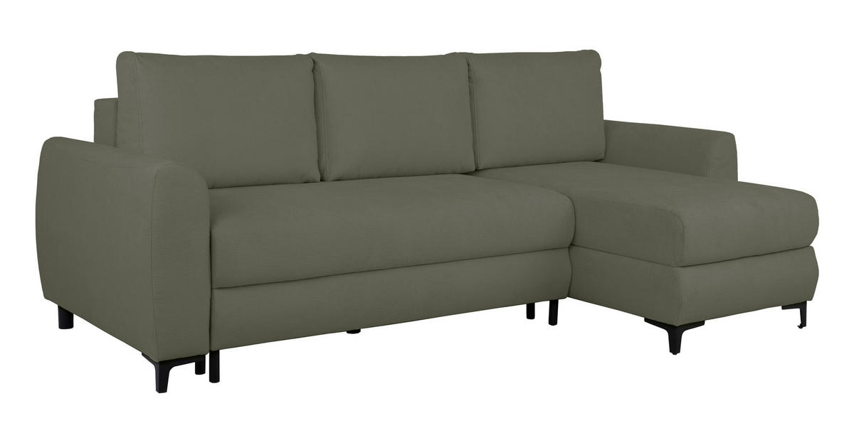 ECKSOFA Moli Grün Mikrofaser  - Schwarz/Grün, Design, Textil/Metall (236/148cm) - MID.YOU