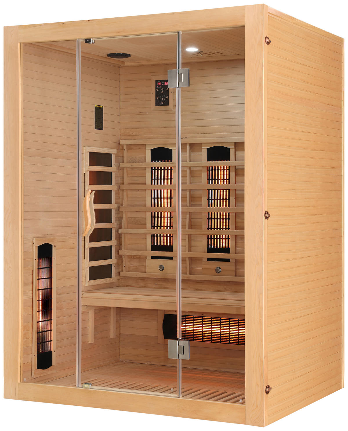 INFRAROTKABINE für 3 Personen OPEN  - Naturfarben, KONVENTIONELL, Holz (150/120/200cm) - Sanotechnik