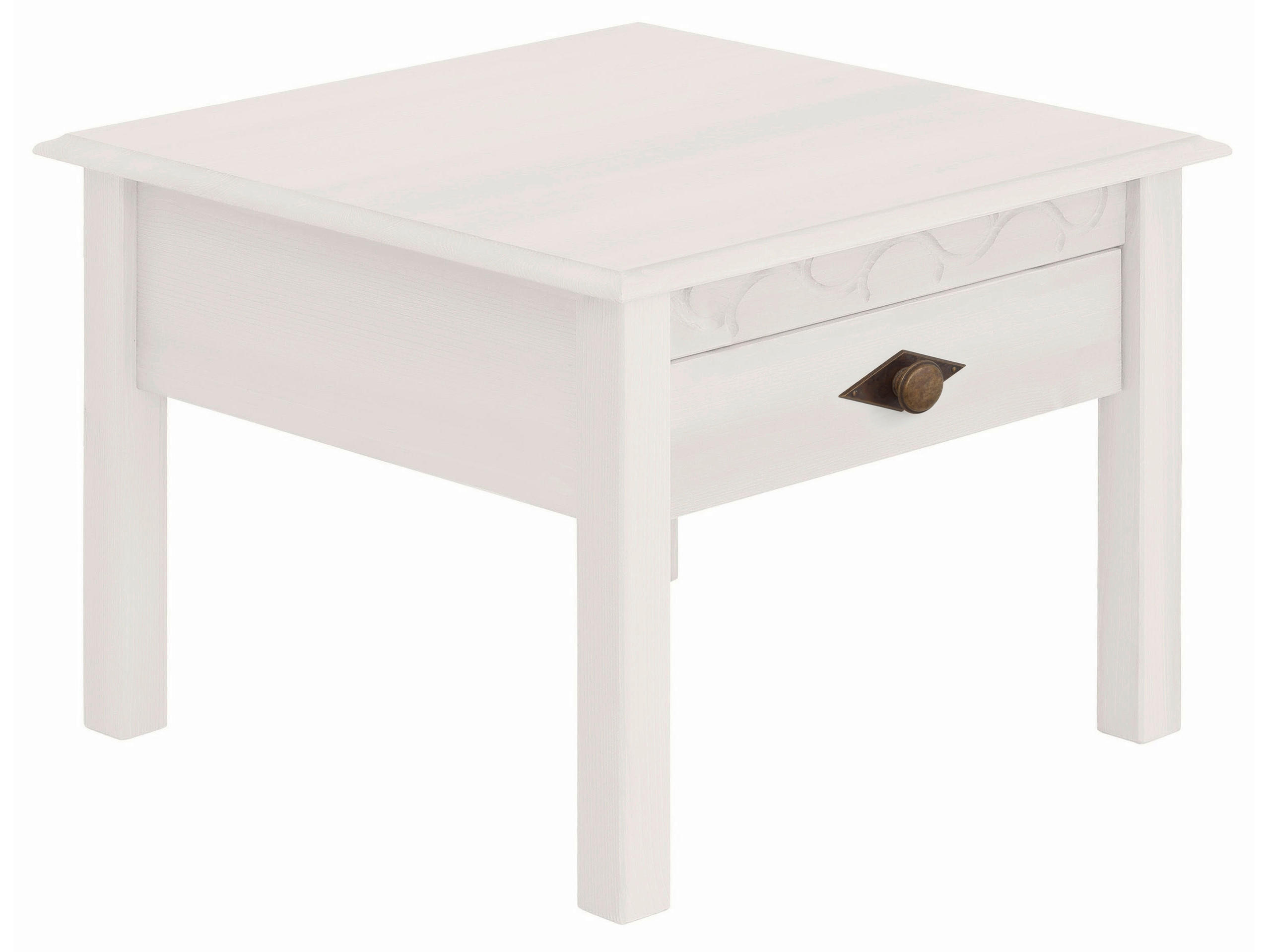 COUCHTISCH LYON Kiefer 60/60/42 cm quadratisch Weiß  - Messingfarben/Weiß, Design, Holz/Metall (60/60/42cm) - Livetastic