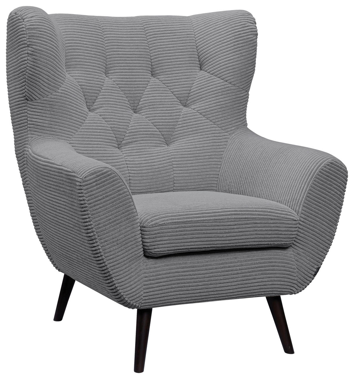 SESSEL Cord Hellgrau    - Hellgrau/Schwarz, Design, Holz/Textil (87/101/95cm) - Stylife