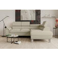 ECKSOFA Creme Struktur  - Silberfarben/Creme, KONVENTIONELL, Textil/Metall (268/207cm) - Carryhome