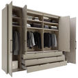 KLEIDERSCHRANK 300/216/58 cm 6-türig  - Schieferfarben/Grau, Design, Glas/Holzwerkstoff (300/216/58cm) - Novel