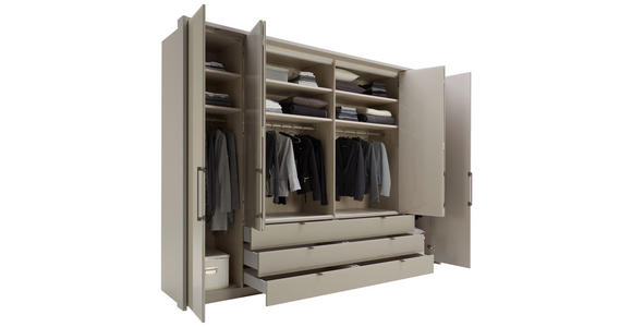 KLEIDERSCHRANK 300/216/58 cm 6-türig  - Schieferfarben/Grau, Design, Glas/Holzwerkstoff (300/216/58cm) - Novel