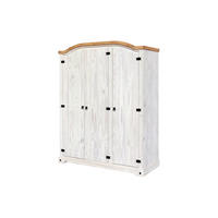 KLEIDERSCHRANK 150/188/56 cm,  in Weiß, 3-türig  - Schwarz/Weiß, Natur, Holz/Metall (150/188/56cm) - Livetastic