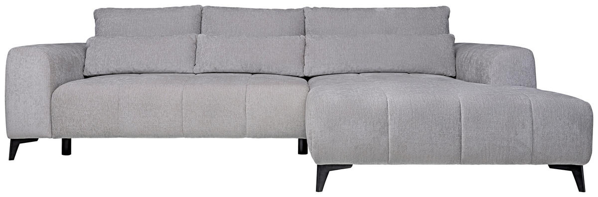 ECKSOFA Silberfarben Chenille  - Silberfarben/Schwarz, KONVENTIONELL, Kunststoff/Textil (279/222cm) - Hom`in