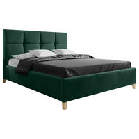 POLSTERBETT Lattenrost, Bettkasten Dunkelgrün 140/220 cm  - Dunkelgrün/Buchefarben, KONVENTIONELL, Holz/Textil (140/220cm) - Carryhome