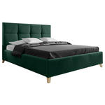 POLSTERBETT Lattenrost, Bettkasten Dunkelgrün 140/200 cm  - Dunkelgrün/Buchefarben, KONVENTIONELL, Holz/Textil (140/200cm) - Carryhome