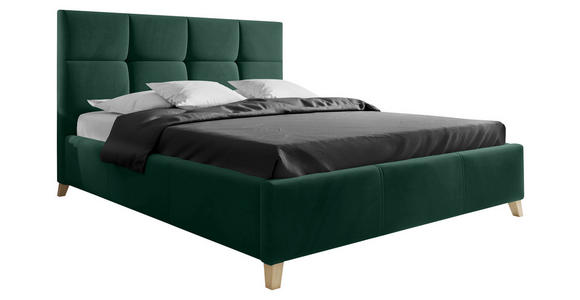 POLSTERBETT Lattenrost, Bettkasten Dunkelgrün 180/200 cm  - Dunkelgrün/Buchefarben, KONVENTIONELL, Holz/Textil (180/200cm) - Carryhome