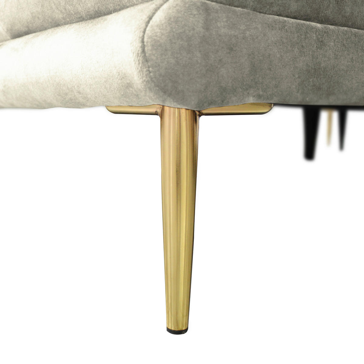 ECKSOFA in Velours Creme  196/264 cm  - Goldfarben/Creme, Design, Textil/Metall (196/264cm) - MID.YOU